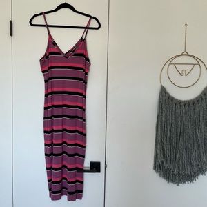 Express - Purple and Pink Stripped Midi Dress